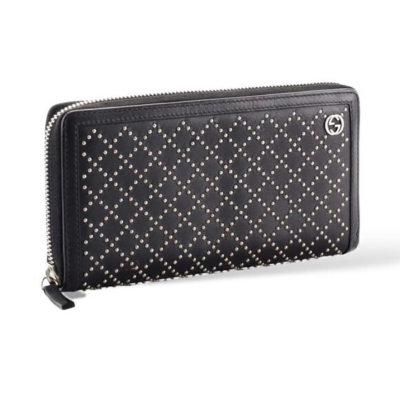 Gucci Interlocking G Zip Around Wallet Diamante Studded Leather Long - Picture 4 of 8